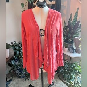 Torrid Soft Stretch Coral Pink Drape Cardigan Style Sweater Size 1